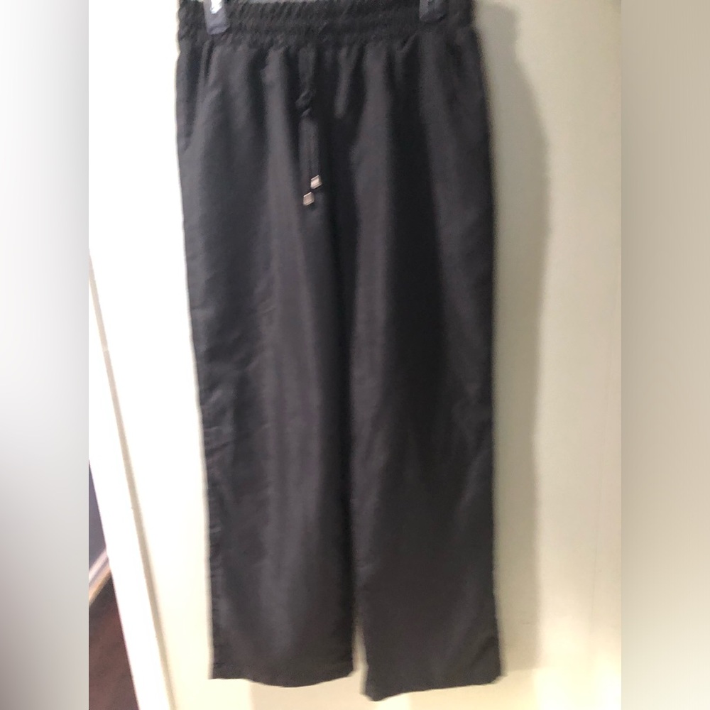 Large black elastic pull on pants.